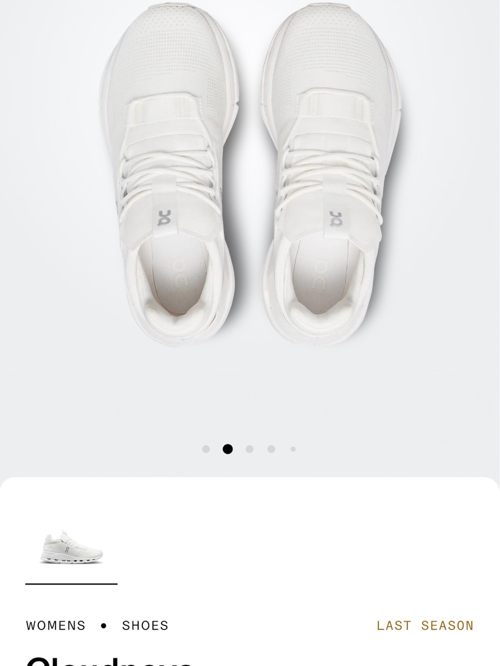 RARE On Cloud Cloudnova CloudTec Fabric Mesh White Running Women's Shoes Sz 5.5 - Picture 3 of 3